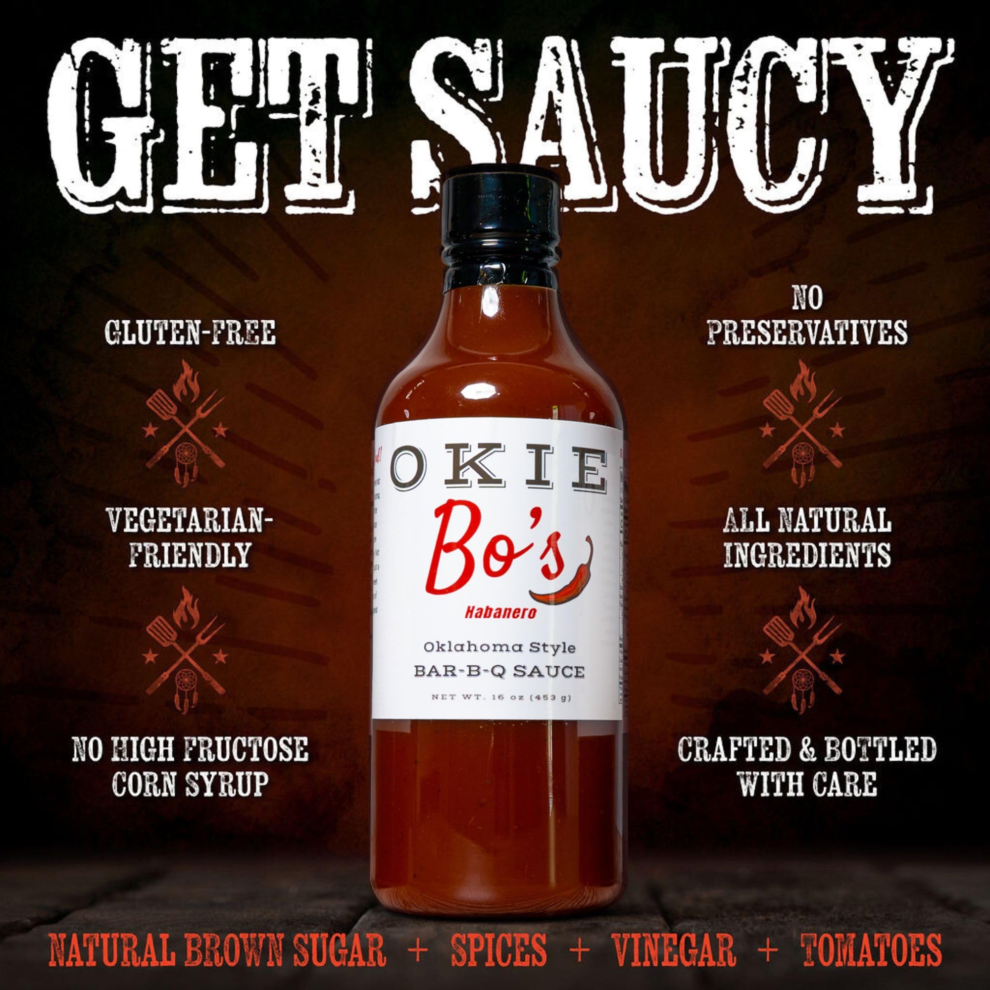 OkieBo's Habanero BBQ Sauce - Authentic Oklahoma Style, Ideal for Pork, Ribs, Brisket, Salmon, Chicken & More - Premium Condiment