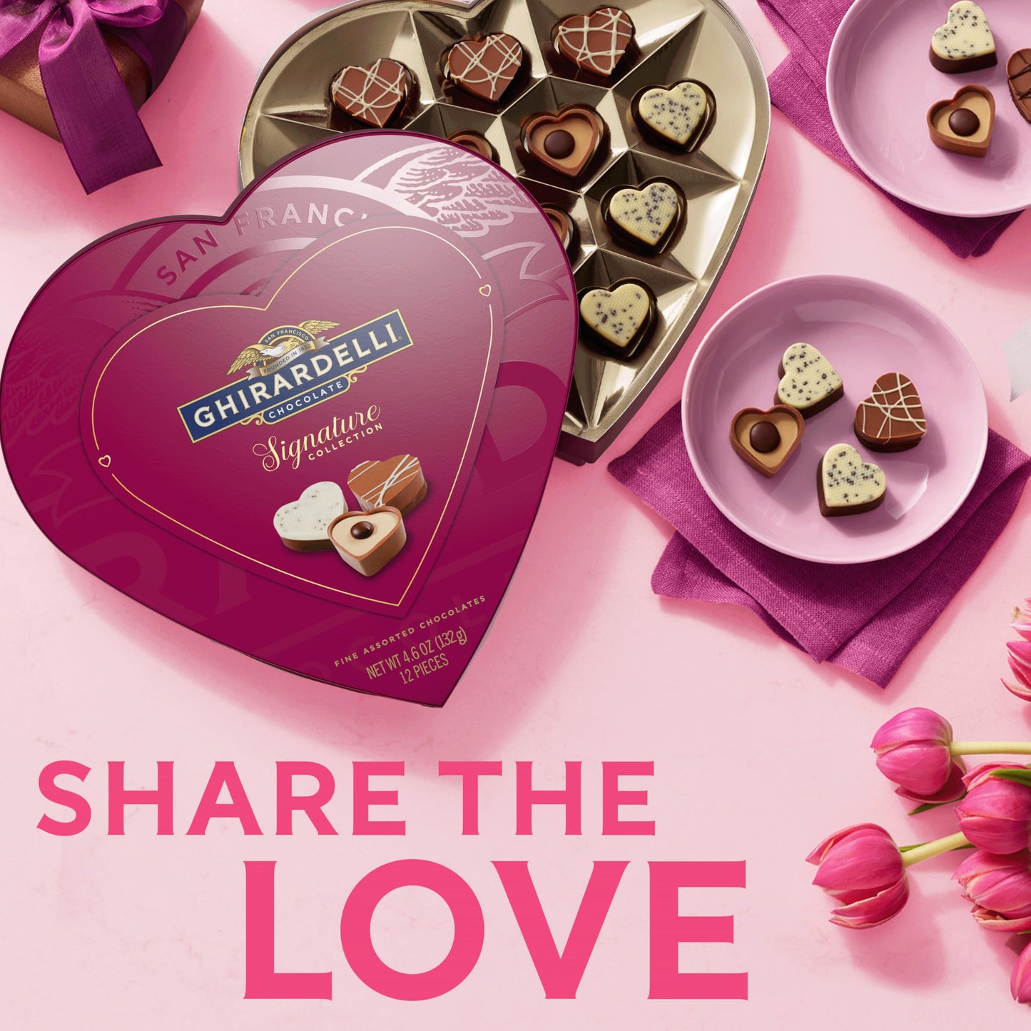 GHIRARDELLI Valentine’s Day Signature Praline Collection, 4.6 oz - Assorted Chocolate Pralines Gift Box