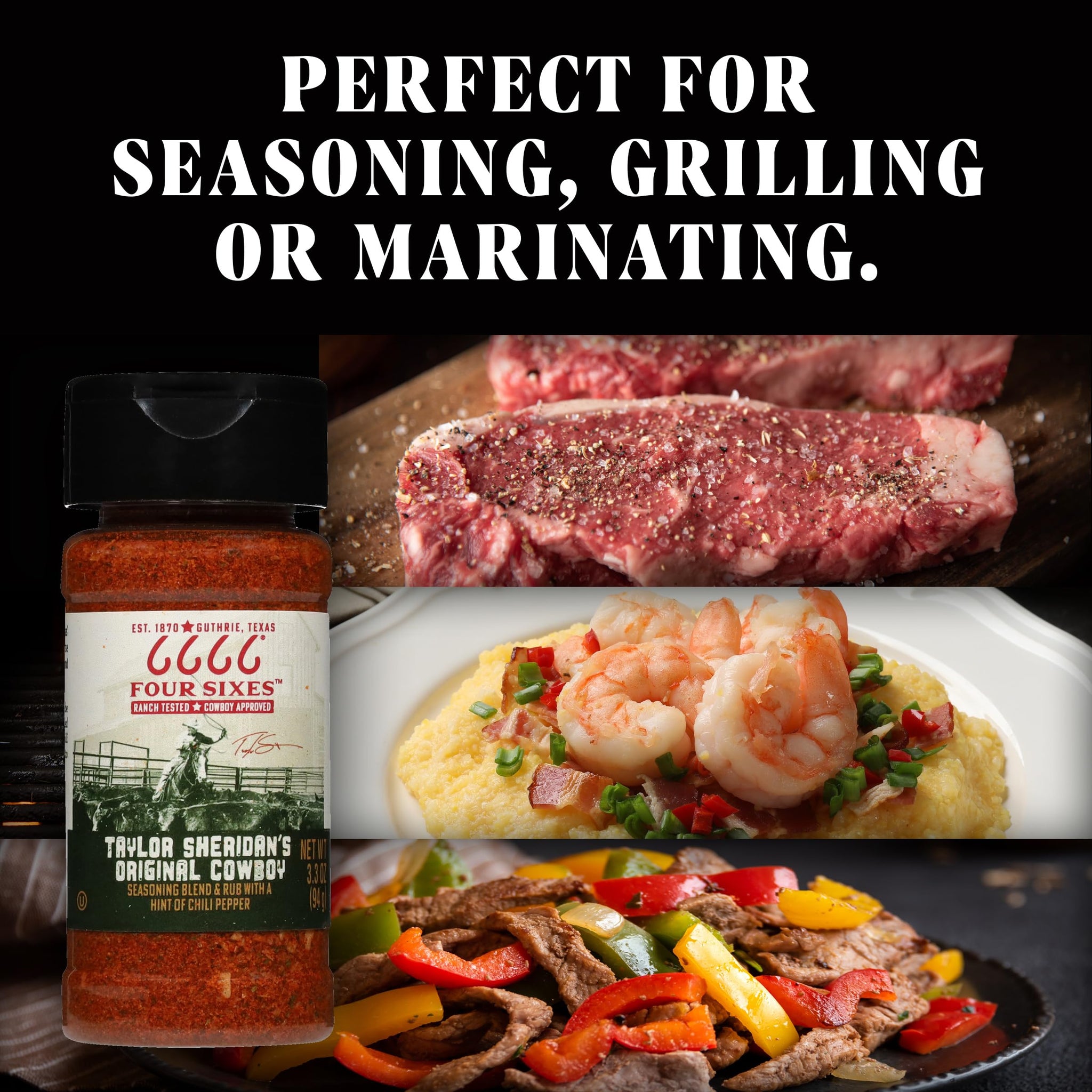 6666 Four Sixes Taylor Sheridan's Original Cowboy Seasoning Blend and Rub, 3.3 Ounce