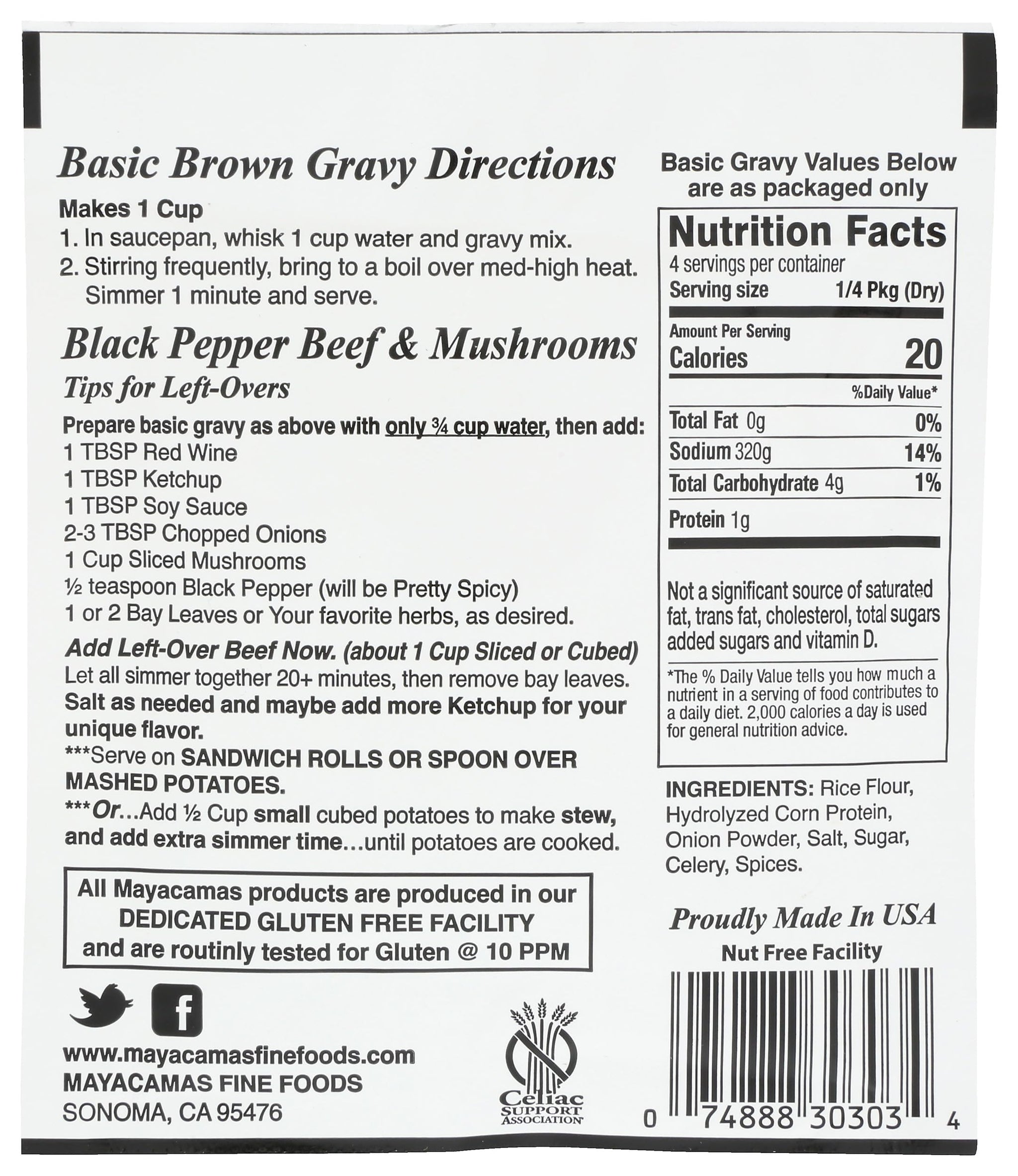 Mayacamas Fine Foods, Gravy Mix Brown Low-Fat, 0.7 Ounce