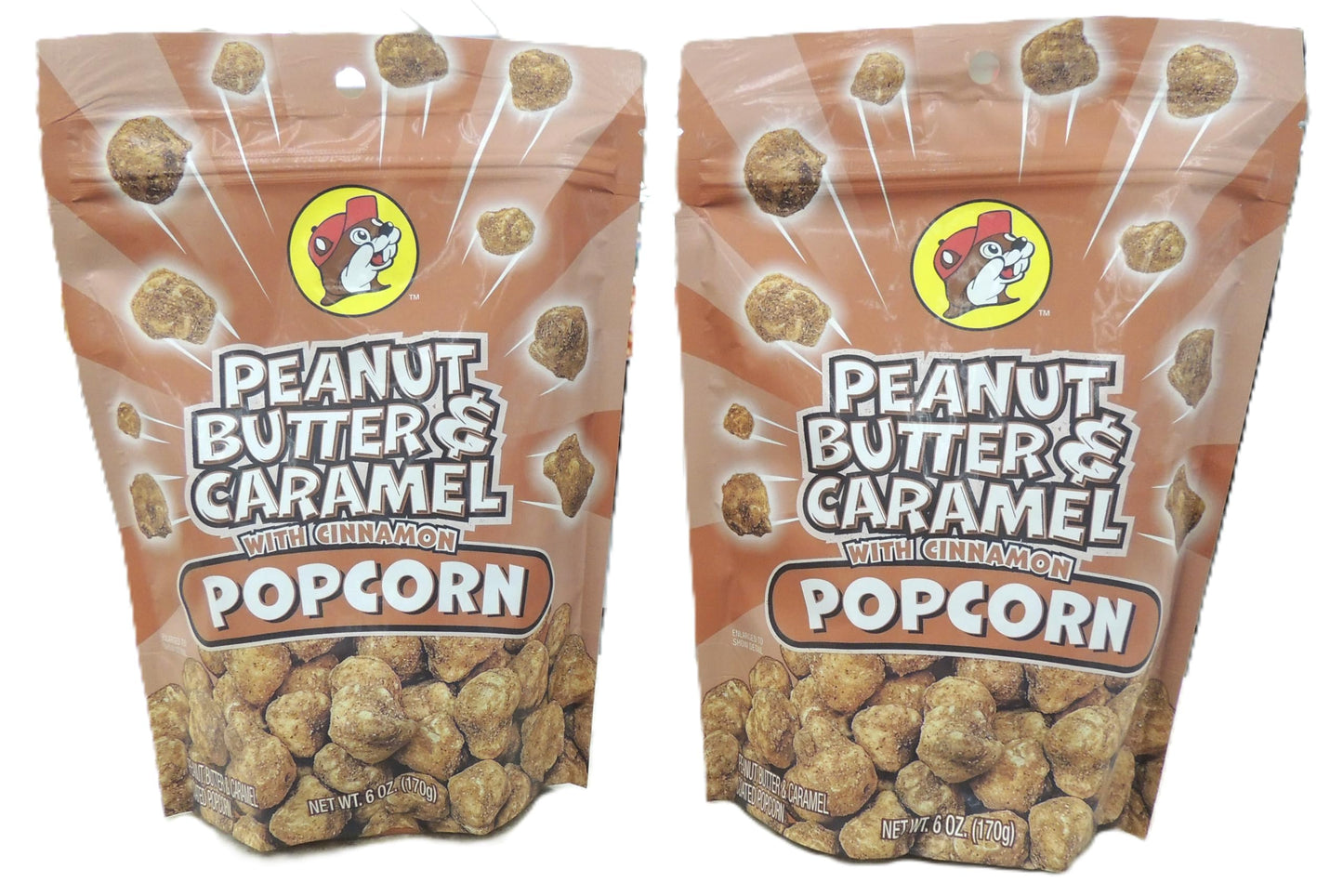 Buc-ee's Beaver Peanut Butter Caramel Popcorn Bundle Collection - Classic - Spicy - Cinnamon - 2 pack 3 pack 6pack Snack Mix Resealable (2 Cinnamon