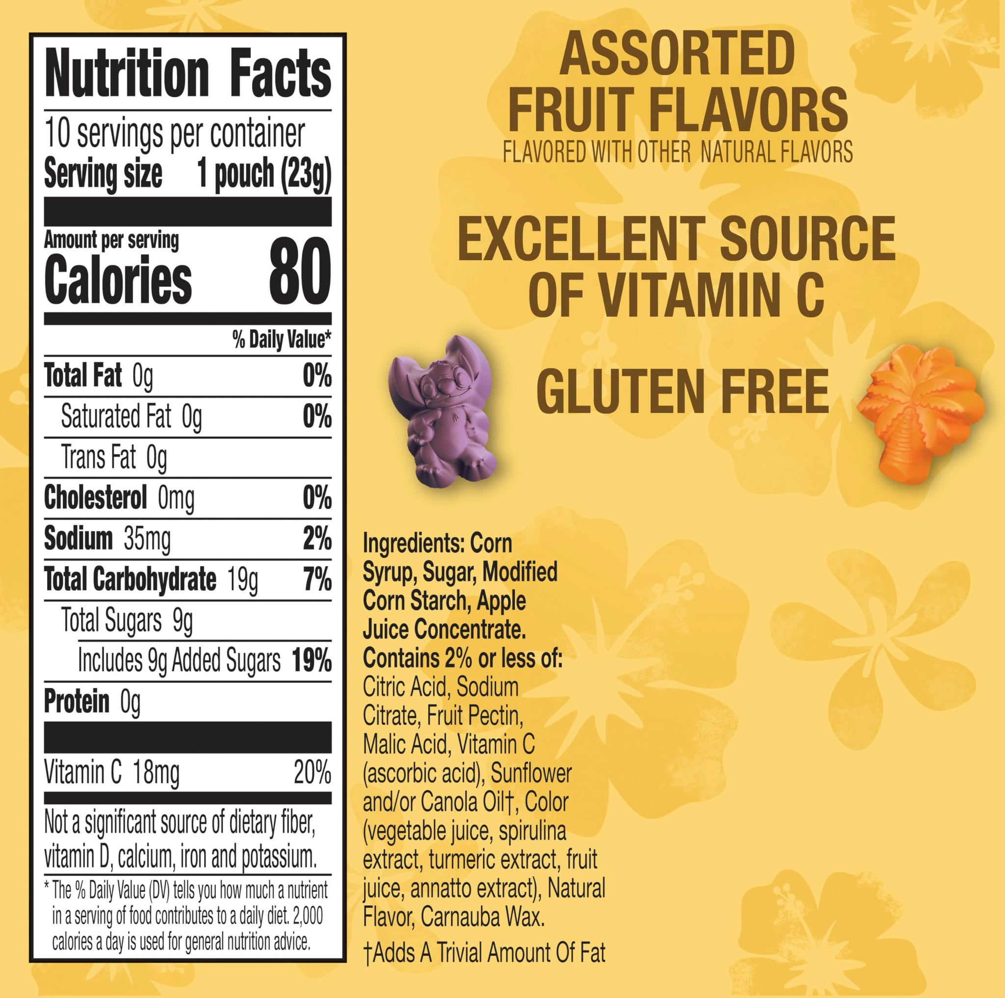 Disney Stitch Fruit Flavored Snacks, Fat Free and Gluten Free Snacks, 8 oz (10 Pouches)