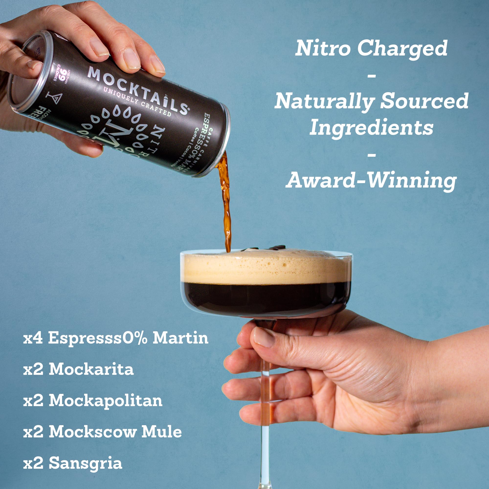 Mocktails Uniquely Crafted Alcohol Free | Award Winning Variety Pack Nitro Slim Cans | Non-Alcoholic Cocktail, Low Calorie, Non-GMO, Vegan Alternative