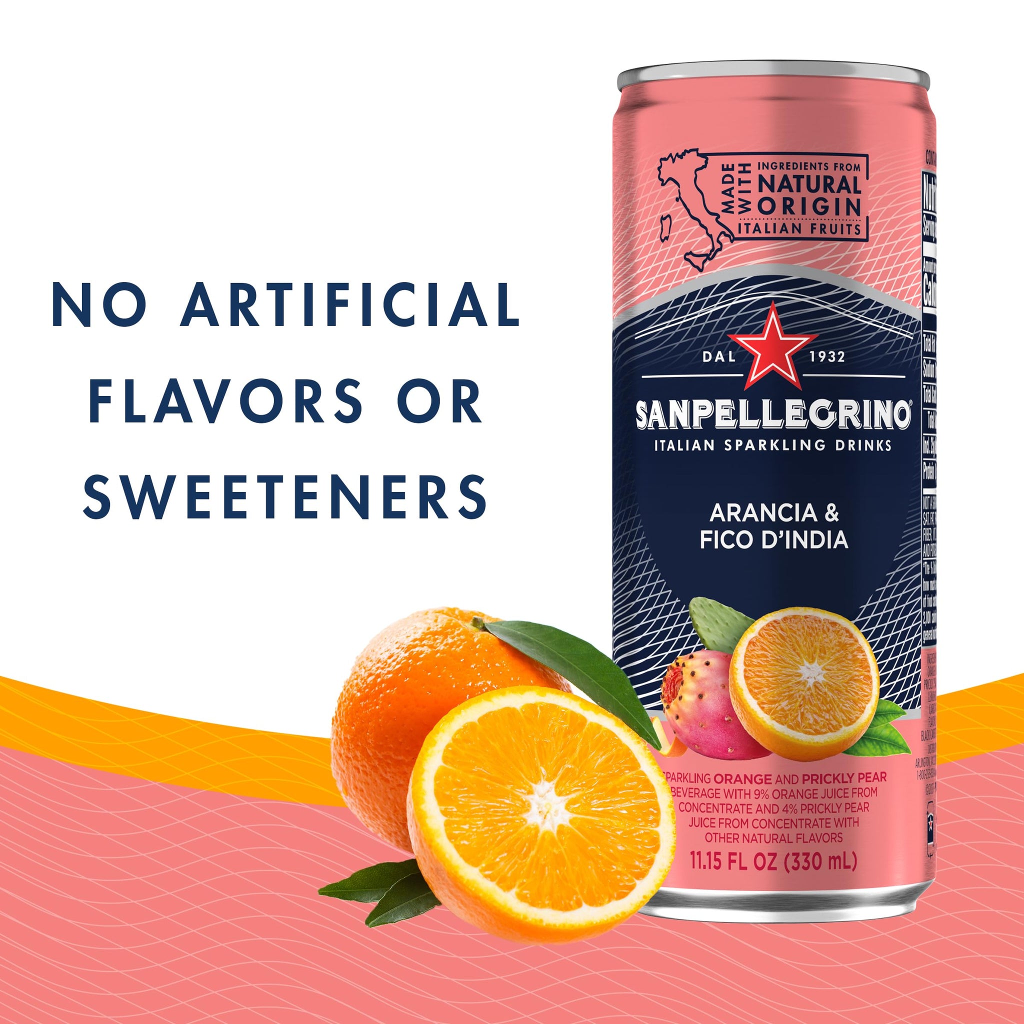Sanpellegrino Prickly Pear and Orange Sparkling Fruit Beverage, 11.15 fl oz. Cans (6 Count)