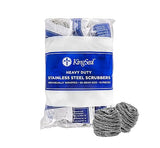 12 Count | KingSeal Stainless Steel Scrubbers, Scrub Pads, Heavy Duty, 50 gram Weight, Individually Wrapped - 1 Pack of 12