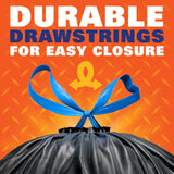 Hefty Strong 30 Gallon Trash Bags, Large Trash Bags 30 Gallon Size, Durable Drawstring Enclosure, Resists Punctures, Leaks, and Tears, Black