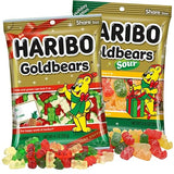 Christmas Haribo Goldbears, Original and Sour Gummy Bears, Assorted Fruit Flavored, Holiday Stocking Stuffers, 3.6 and 4 Ounces (Pack of 2)