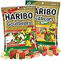 Christmas Haribo Goldbears, Original and Sour Gummy Bears, Assorted Fruit Flavored, Holiday Stocking Stuffers, 3.6 and 4 Ounces (Pack of 2)