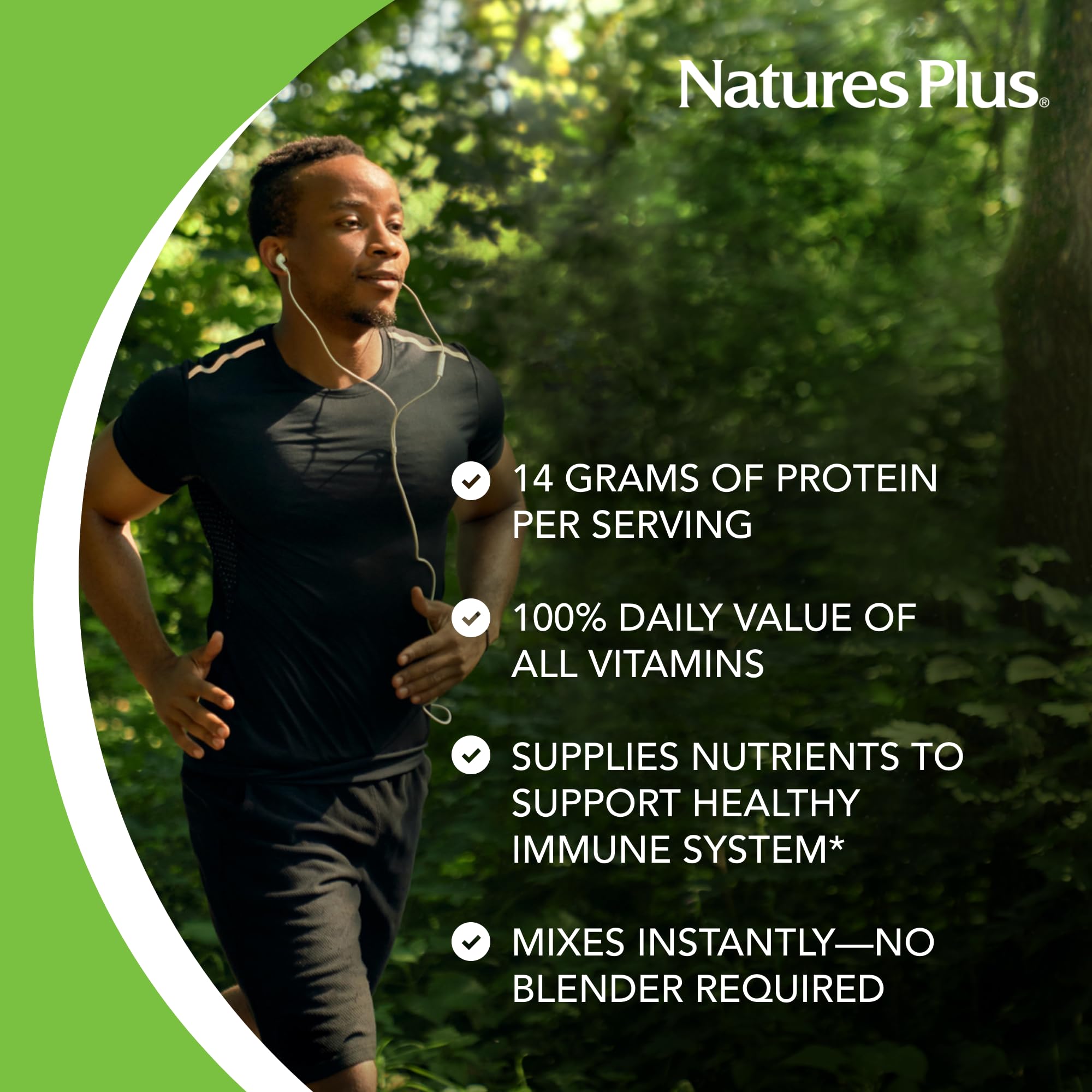 NaturesPlus SPIRU-TEIN Plus, Vanilla - 1.20 lb - Plant-Based Protein Powder with D3, Biotin for Adults 50+ - Vitamins & Minerals for Energy