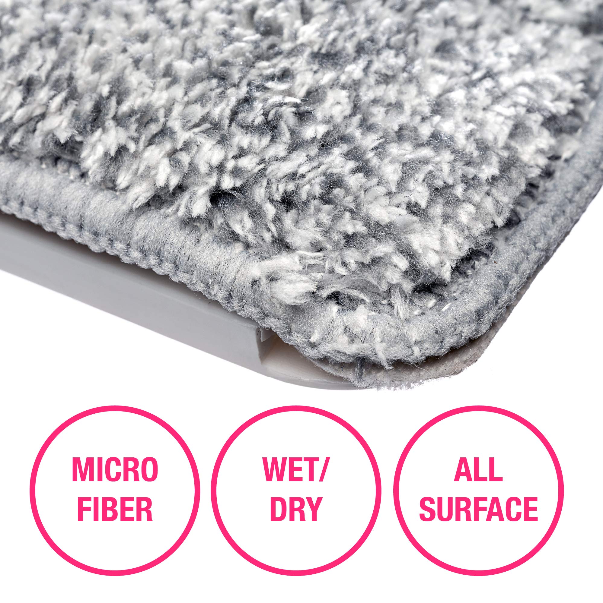 CleanZoom Microfiber Mop Heads Replacements, Reusable Mop Pads (6 Pack) - Compatible with Swiffer Wet Jet Mop