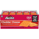 Austin Cheddar Cheese Flavored Sandwich Crackers, Lunch Snacks, Value Size, 27.6oz Tray (20 Packs)