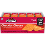 Austin Cheddar Cheese Flavored Sandwich Crackers, Lunch Snacks, Value Size, 27.6oz Tray (20 Packs)