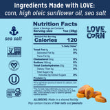 LOVE CORN Sea Salt - Crunchy Roasted Corn Snack, 3 Simple Ingredients, Gluten Free, Non-GMO, Zero Sugar, Vegan, Plant Based- Alternative to Chips