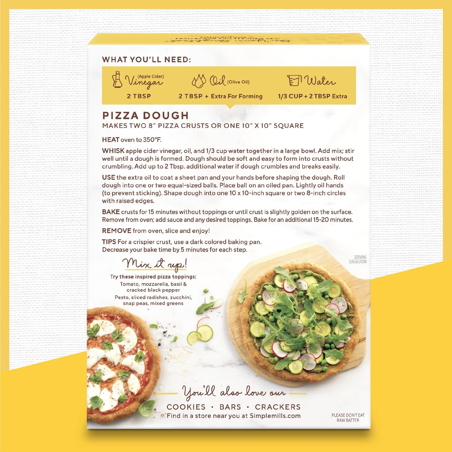Simple Mills Pizza Dough Baking Mix, 9.8 Ounce Boxes