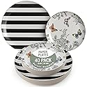 Trendables Floral Paper Plates 8.5 Inch & 10.5 Inch 40 Pcs Dinner Plate Set Fancy Disposable Plates for Party for 20 Guests 20 X 8 & 20 X 10 Large