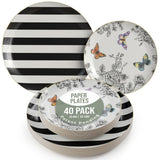 Trendables Floral Paper Plates 8.5 Inch & 10.5 Inch 40 Pcs Dinner Plate Set Fancy Disposable Plates for Party for 20 Guests 20 X 8 & 20 X 10 Large