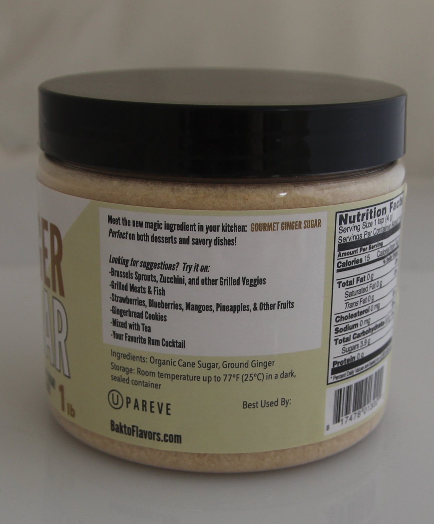 Bakto Flavors Gourmet Golden Ginger Cane Sugar, 1-pound Jar