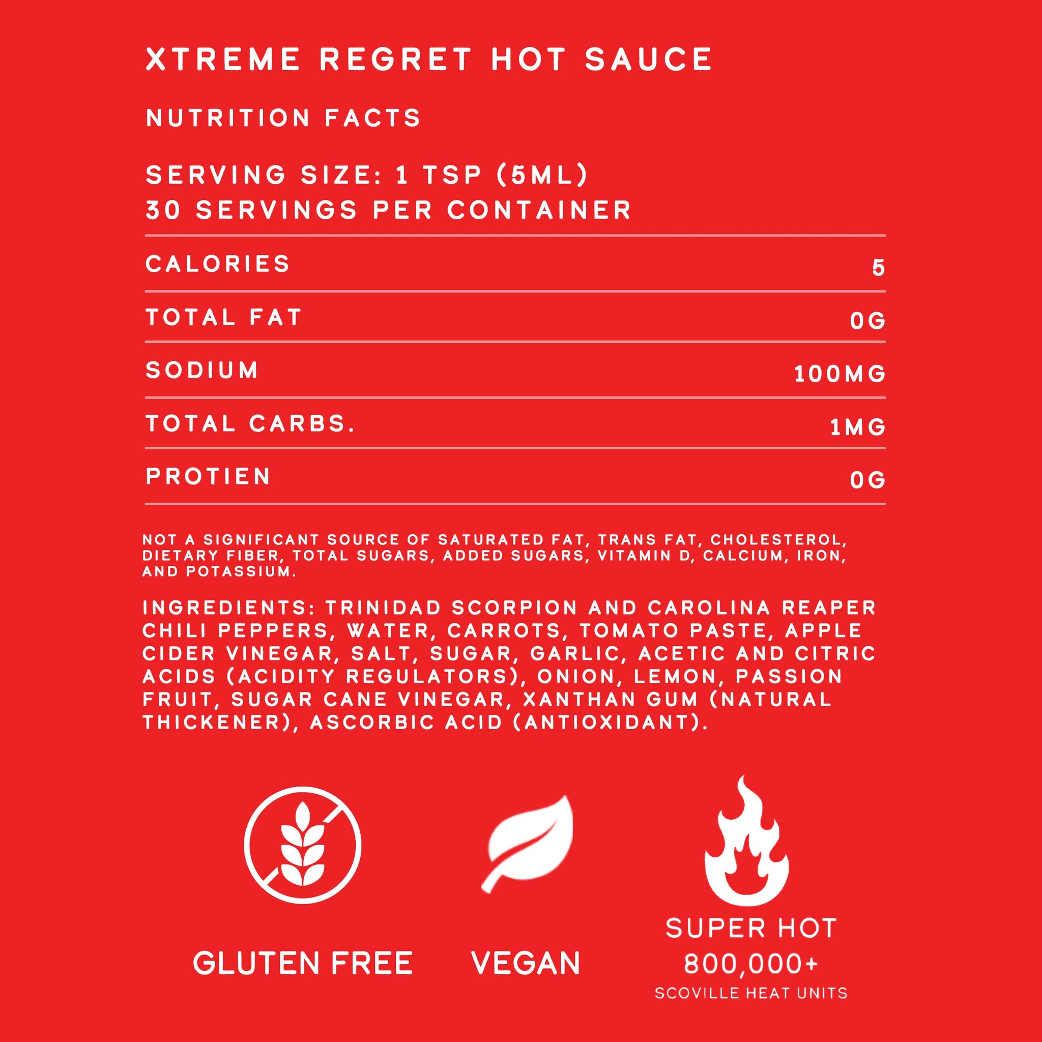 Elijah's Xtreme Regret Hot Sauce - Carolina Reaper and Trinidad Scorpion - The 2 Hottest Peppers in the World for an Extreme Fiery Heat