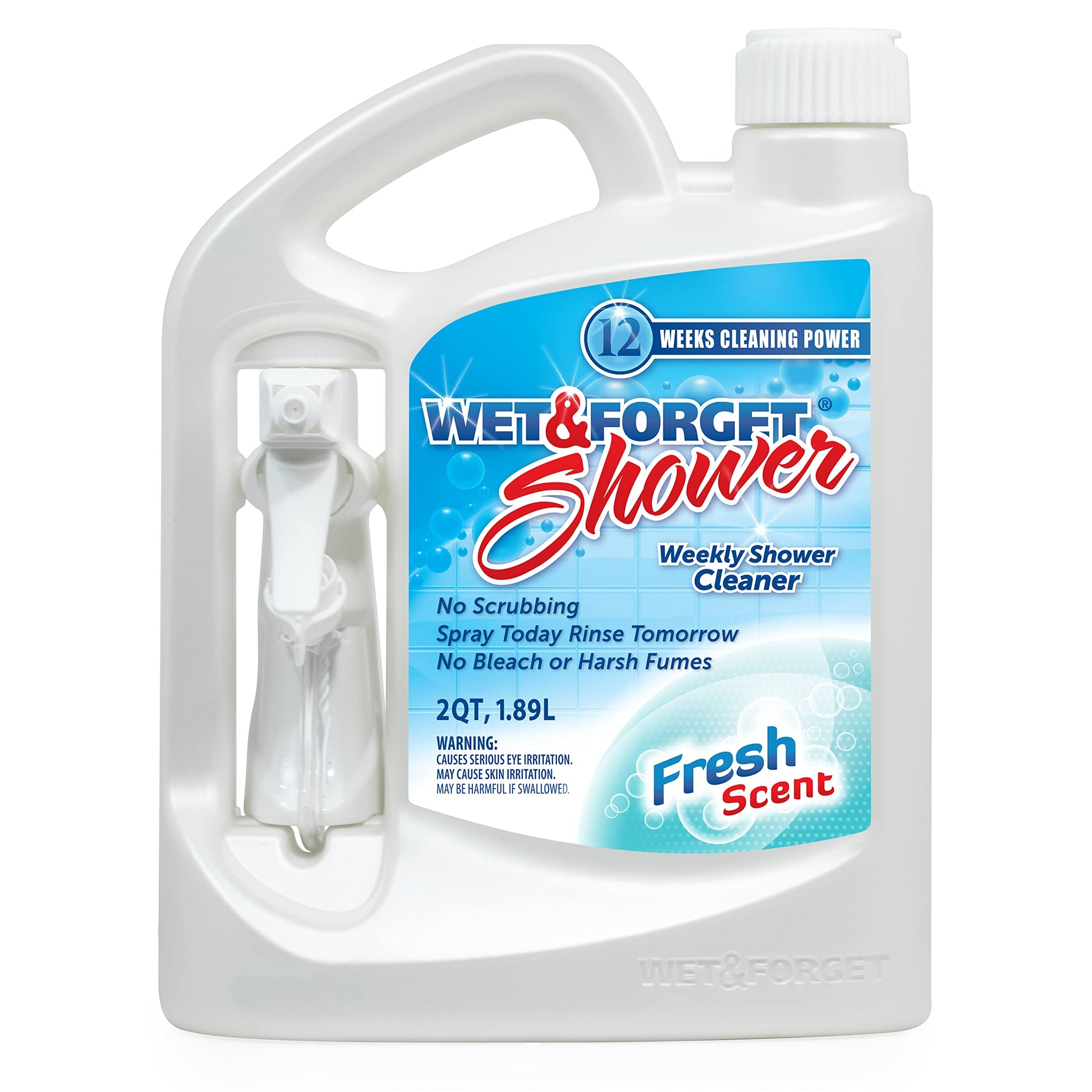Wet & Forget Shower Cleaner Spray Multi-Surface Weekly Application Requires No Scrubbing, Bleach-Free Formula, Ready to Use, Fresh Scent, 3 Months
