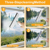 Pro 3 in 1 Window Cleaning Scraper, with 2 Replaceable Cleaning Cotton Strips 3 in 1 Spray Squeegee, Window Squeegee, Suitable for Cleaning Bathroom