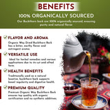 Organic Way Dried Buckthorn Bark (Frangula Alnus) Cut & Sifted - Organic & Kosher Certified | Raw, Vegan, Non GMO & Gluten Free | USDA Certified |
