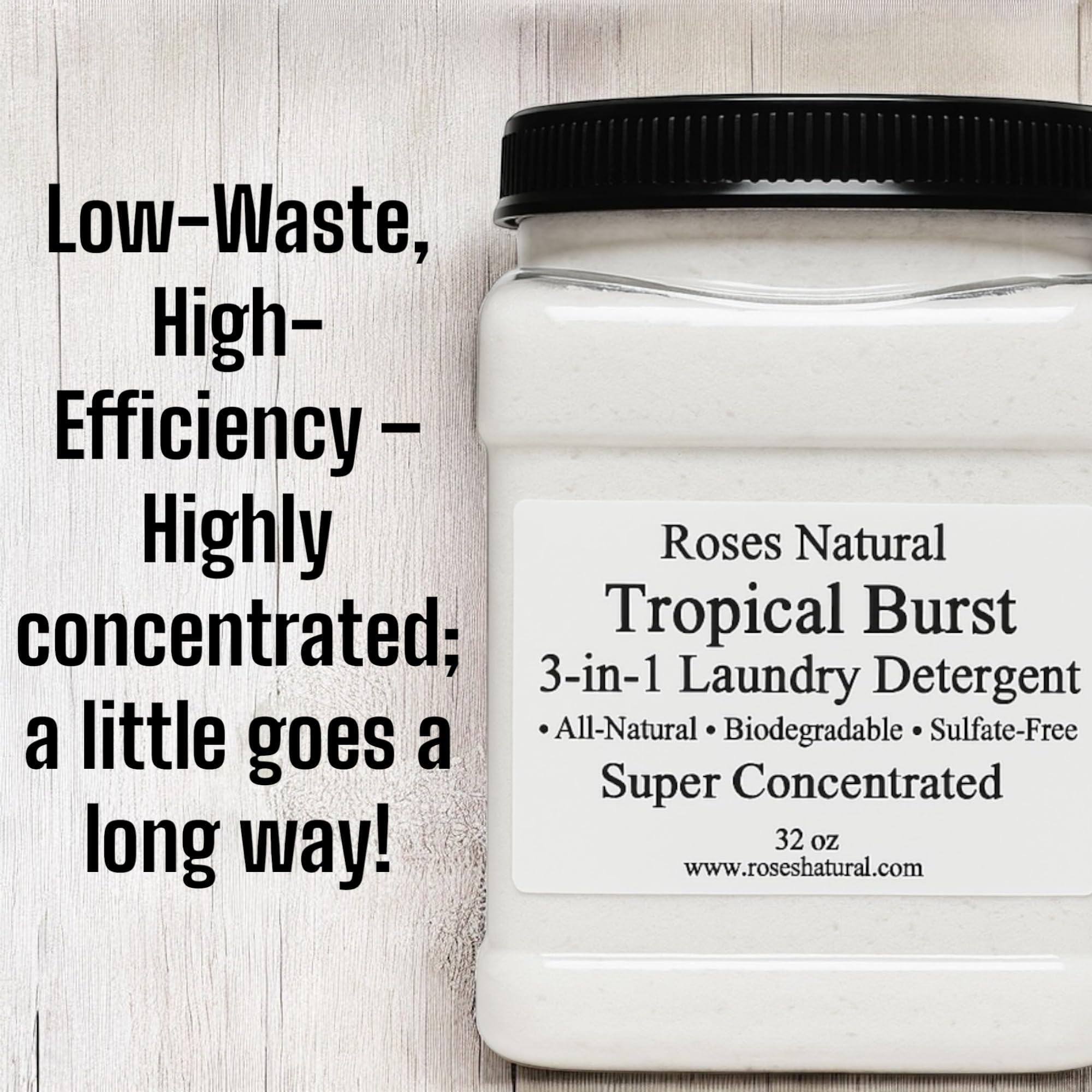 Roses Natural Tropical Burst 3-in-1 Laundry Detergent, All-Natural, Sulfate-Free, Super Concentrated, 32 oz
