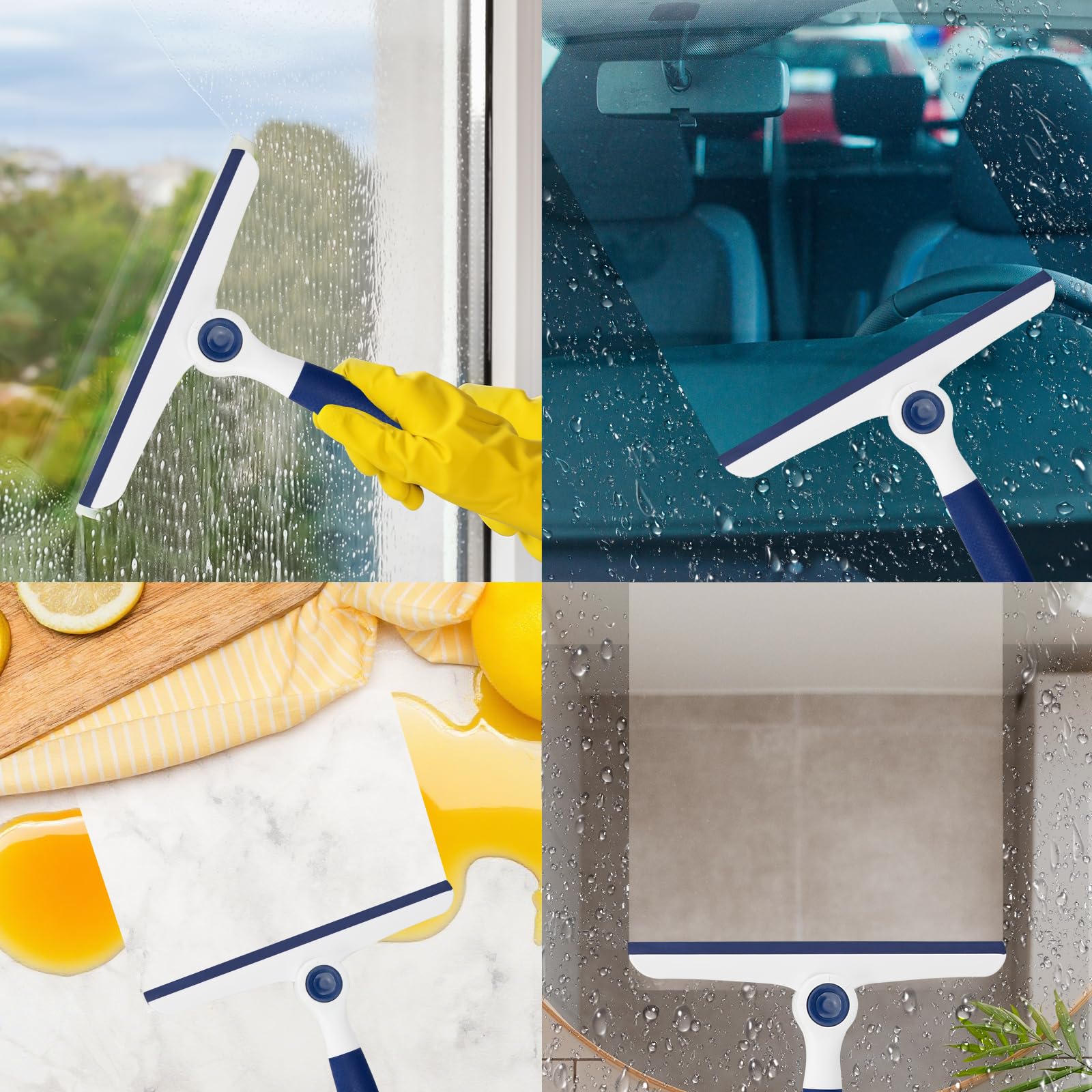 Window Squeegee for Glass Doors?All-Purpose 9.7” Window Cleaning Squeegee, Handheld for Windows, Car Windshields & More?Grey (9.5" Window Squeegee)