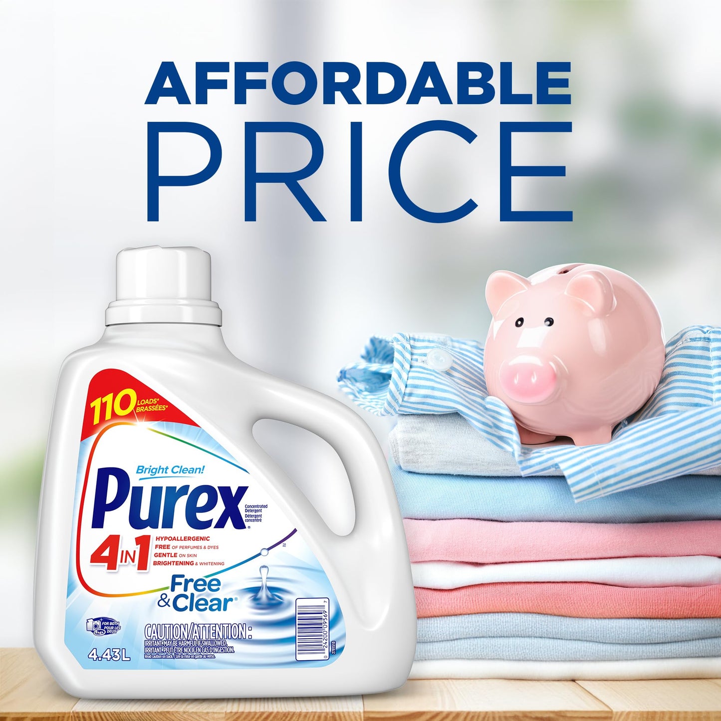 Purex Free and Clear Liquid Detergent for Sensitive Skin, 4.43 Liters (Packaging May Vary)
