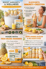 Suja Organic Cold-Pressed Ginger Juice - Lemon Pineapple Immunity Blend, No Added Sugar, Vitamin C, Vegan USDA Certified, 6 Pack (10.5 Fl Oz Each)