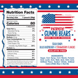 Patriotic Candy | 12 Packs | 4th of July Candy Individually Wrapped | Sour Bears Gummy Candy | Blue Raspberry & Strawberry Flavors | Red & Blue