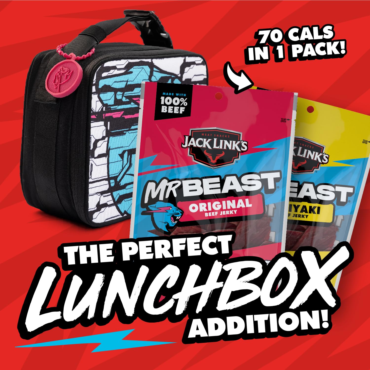 Jack Link's x MrBeast Beef Jerky, Original & Teriyaki Beef Jerky Variety Pack - (6 Pack) 0.9oz Bags - Up to 10g of Protein - Made with 100% Real Beef