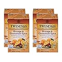 Twinings Orange & Cinnamon Spice Herbal Tea Individually Wrapped Bags, 20 Count (Pack of 4), Naturally Caffeine-Free, Enjoy Hot or Iced, 80 Teabags