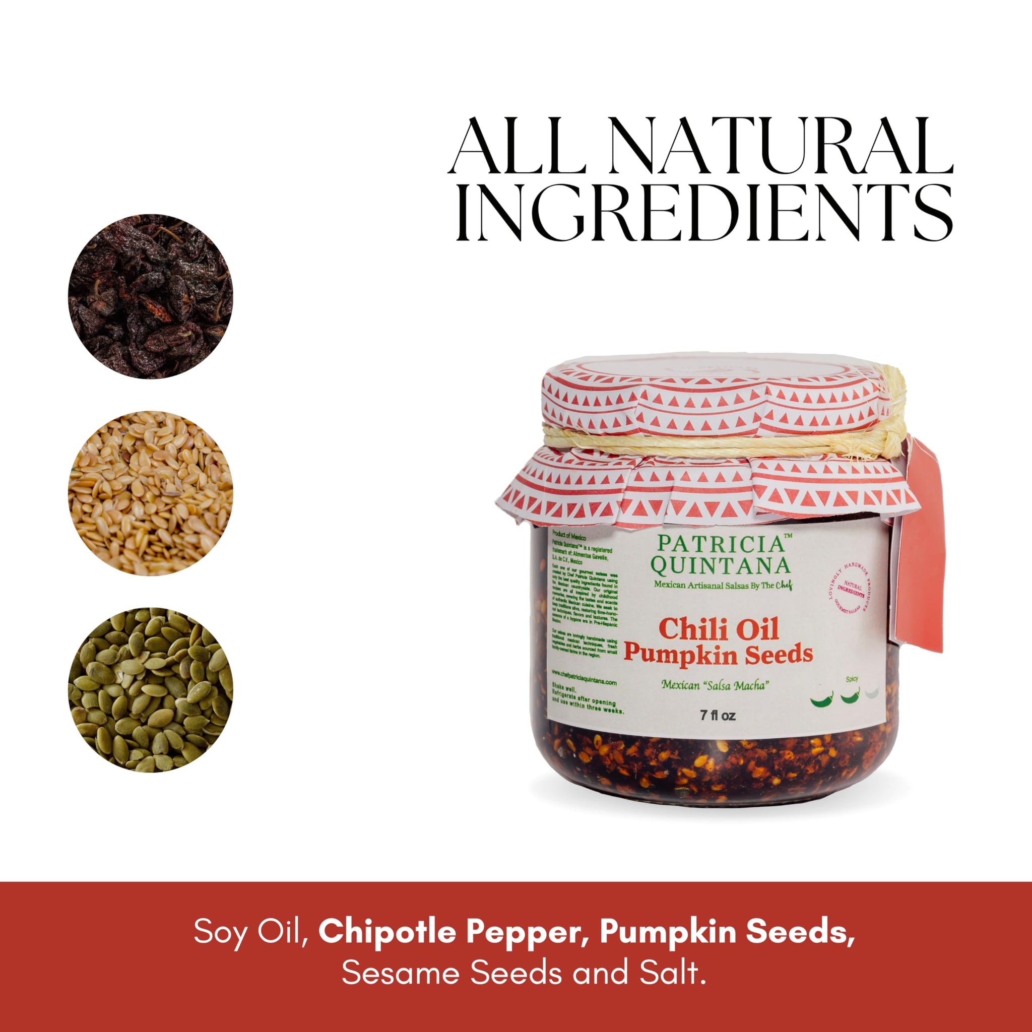 Patricia Quintana | Authentic Mexican Salsa Macha - Gourmet taste | Chili oil and Pumpkin Seeds | Handmade 100% Organic Ingredientes | Perfect Topping