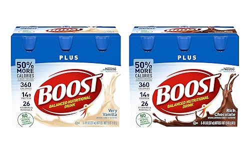 Boost Plus Complete Nutritional Drink (Vanilla + Chocolate, 8 Fl Oz (Pack of 2))