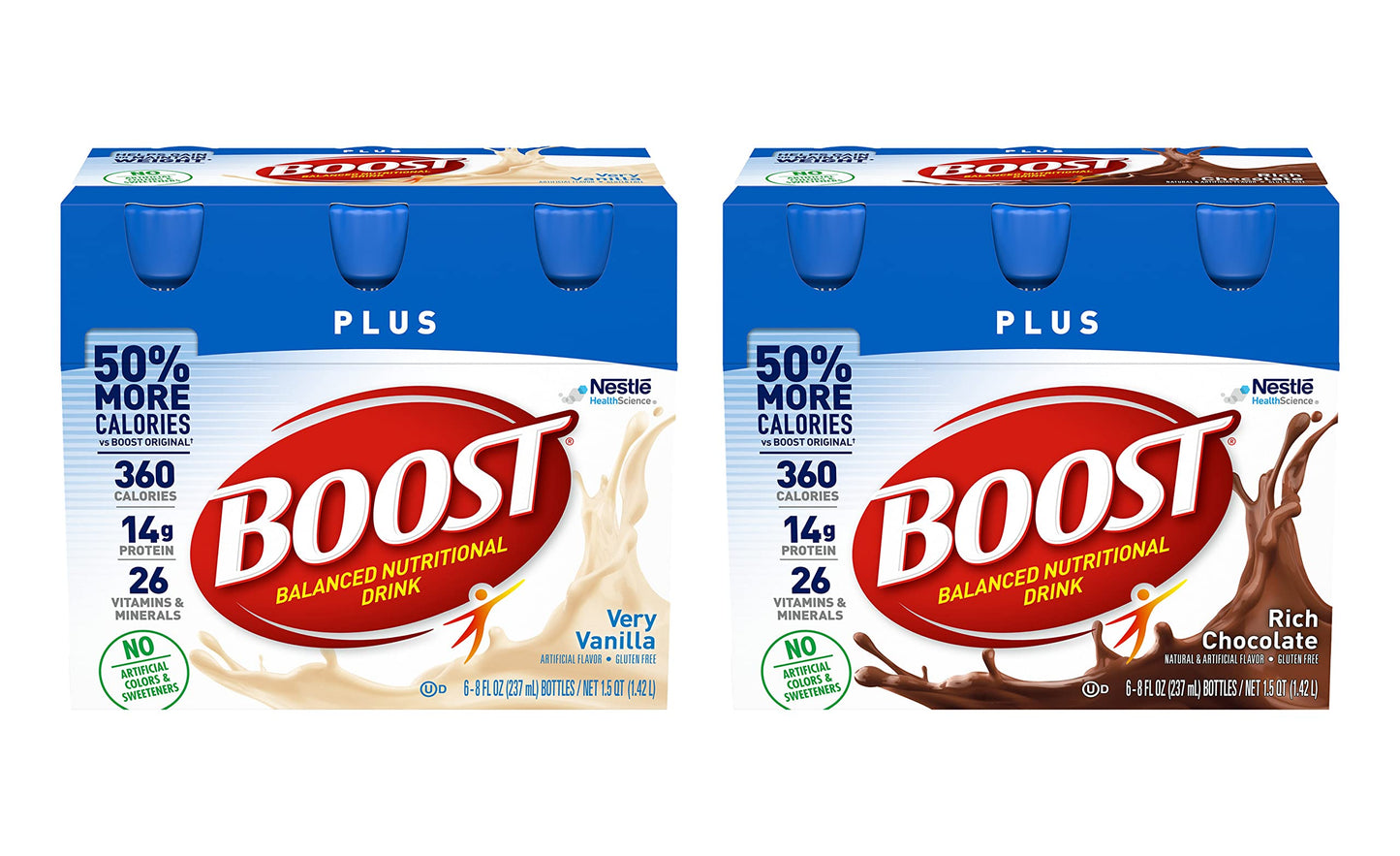 Boost Plus Complete Nutritional Drink (Vanilla + Chocolate, 8 Fl Oz (Pack of 2))