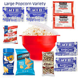 POPCORN LOVER Movie night Gift Basket care package - for family or Birthday gift snack variety or Popcorn seasoning, w/Hot Air Popcorn maker & Funny