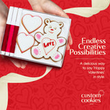 Valentines Day Cookies Gift Basket Decorating Kit With Edible Markers, Gourmet Food Gifts Set, Unique Fun Treat For Kids Valentines Gifts, 3 Count