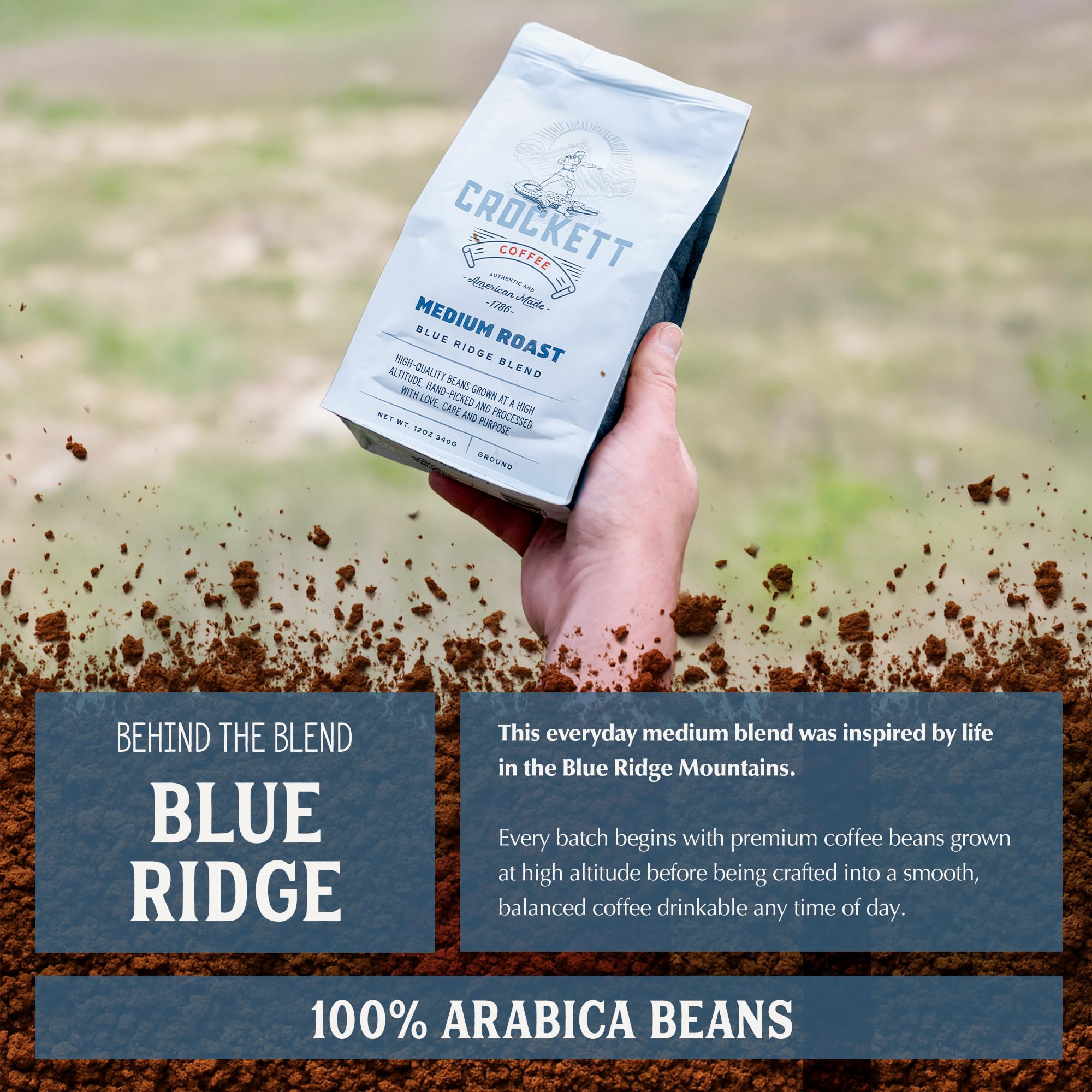 Crockett Medium Roast Ground Coffee - Bold Medium Roast Ground Coffee with Smooth Body, Balanced Flavor & Clean Finish - Perfect for Classic Coffee