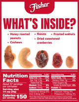 Fisher Snack Sweet Nut Bulk Trail Mix, 38 oz (Pack of 1), Honey Roasted Peanuts, Raisins, Frosted Walnuts, Cashews, Dried Sweetened Cranberries