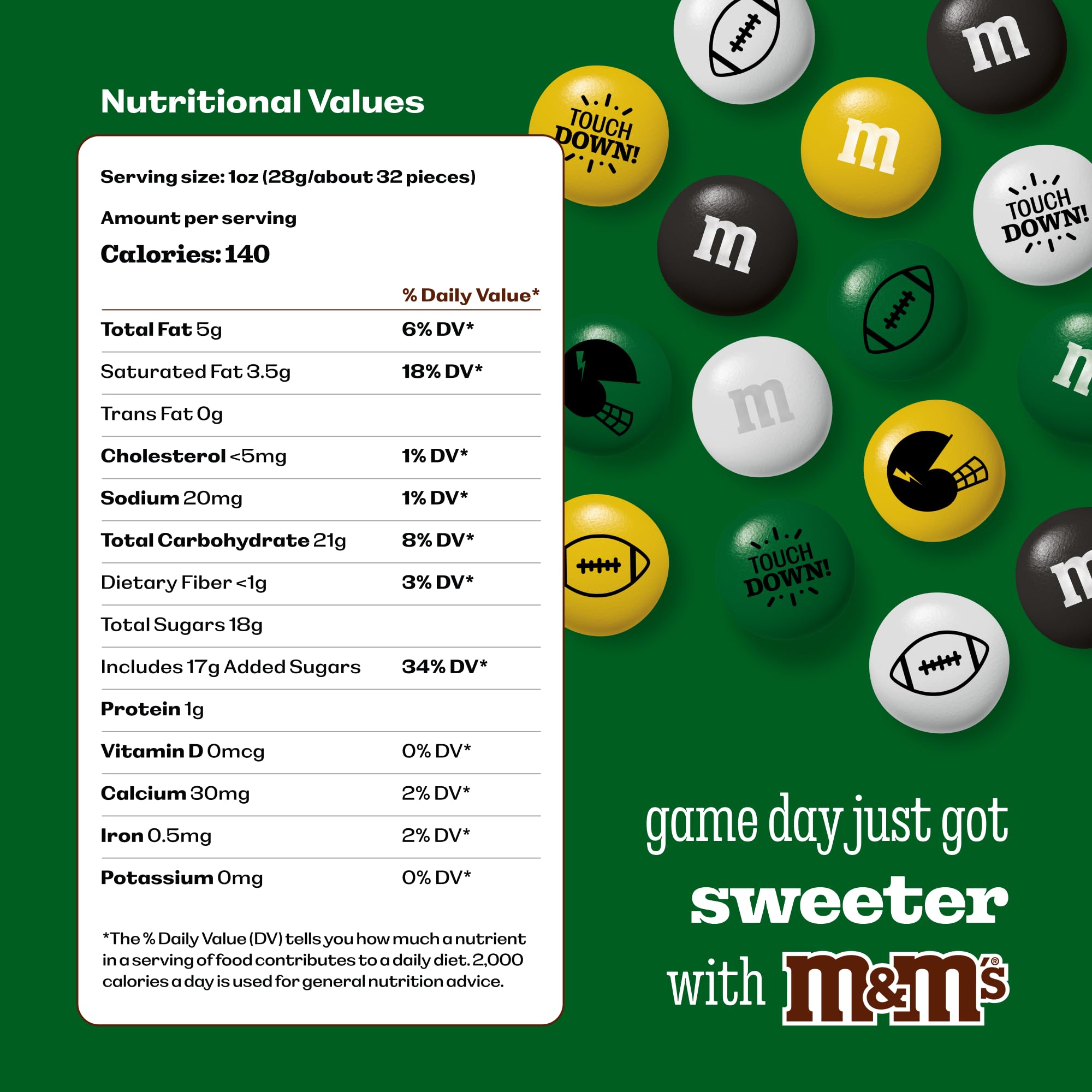 M&M'S WORLD Football Milk Chocolate Candy, 2lb Bulk Candy for Football Party Decor, Gifts, Favors, or Sports Theme Birthday
