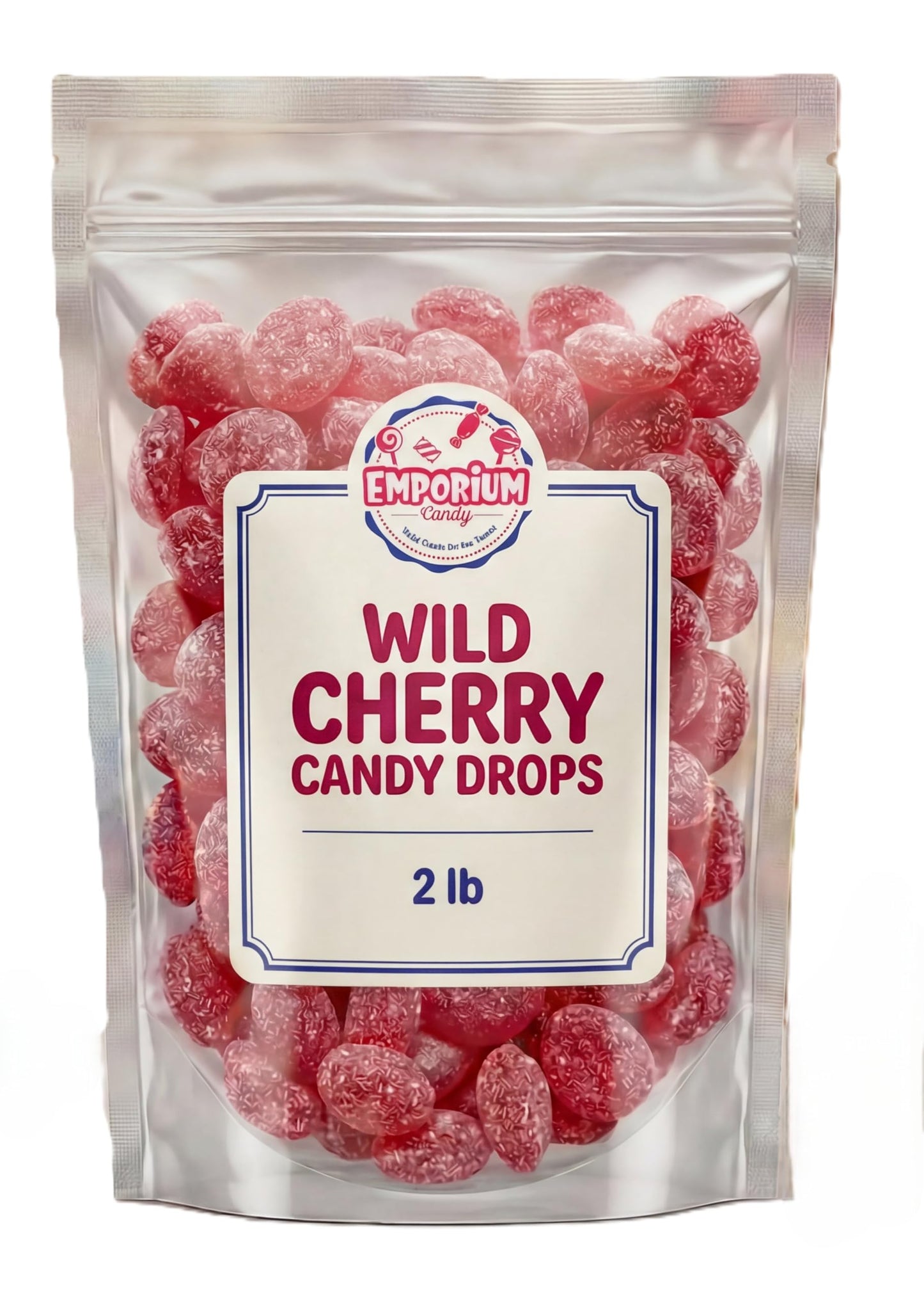 Sanded Wild Cherry Drops 2 lb - Sweet & Tart Cherry Hard Candy with Sugar Coating, Old Fashioned Cherry - Bulk for Bowls, Parties & Snacking