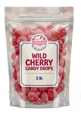 Sanded Wild Cherry Drops 2 lb - Sweet & Tart Cherry Hard Candy with Sugar Coating, Old Fashioned Cherry - Bulk for Bowls, Parties & Snacking