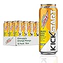 Mountain Dew Kickstart, Pineapple Orange Mango, 90mg Caffeine, Vitamins B & C, 80 Calories, 10% Juice, 16 fl oz (Pack of 12)