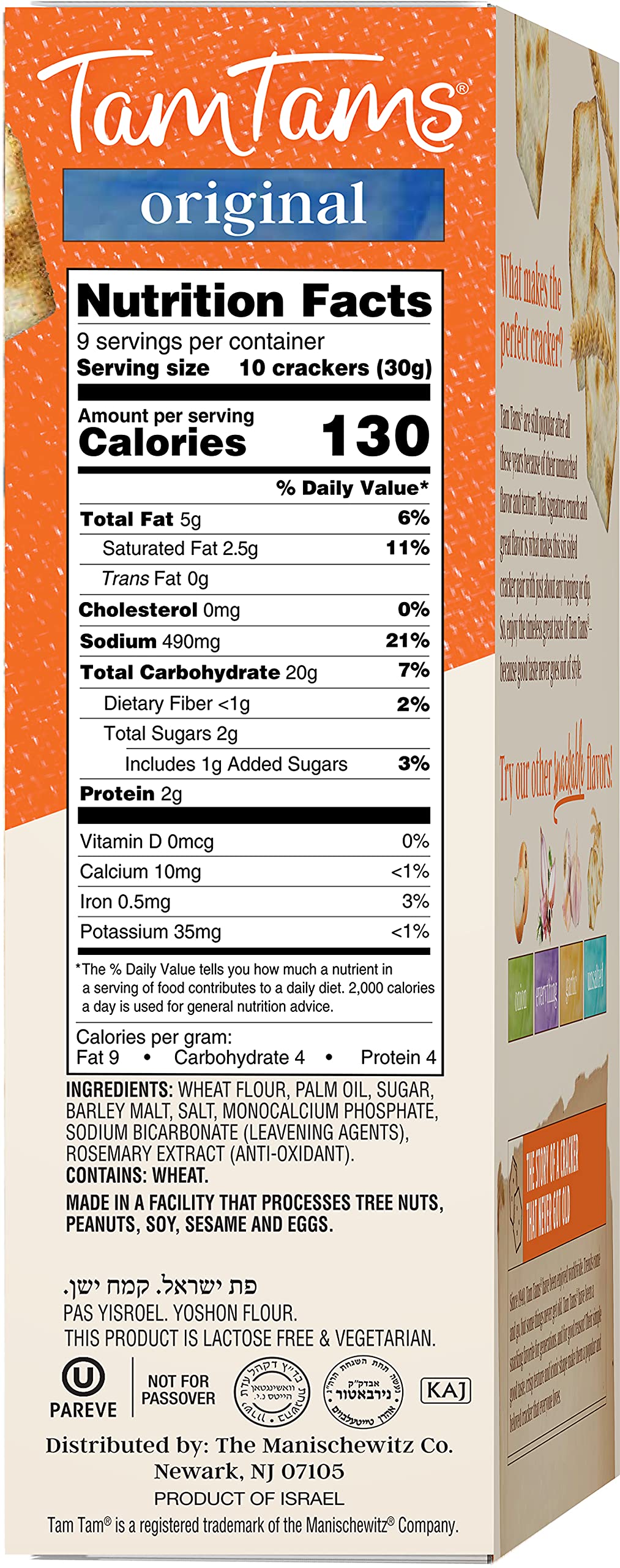 Manischewitz Tam Tam Original Crackers 9.6oz (2 Pack), Fluffy & Airy, Baked to Perfection