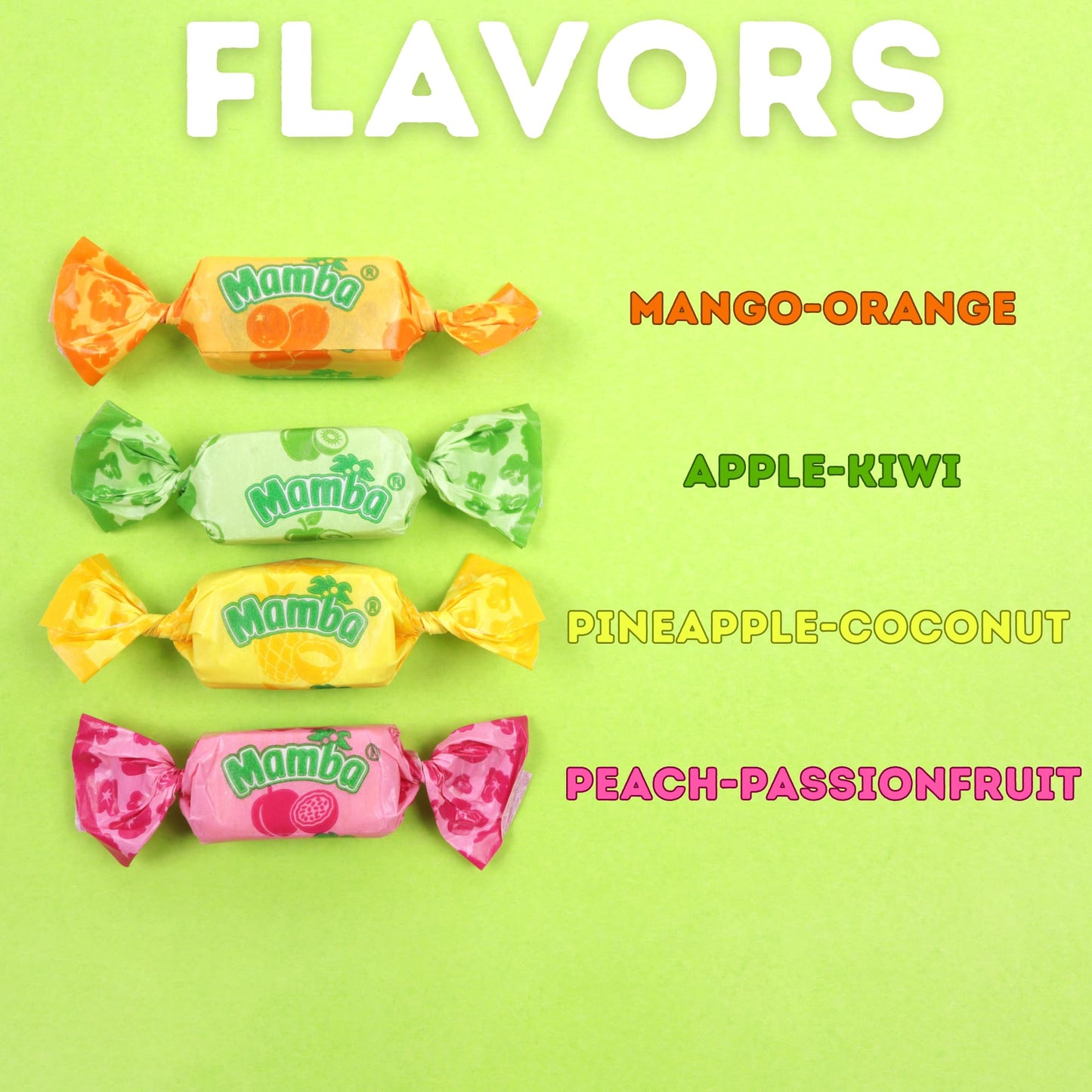 Mamba Tropics Fruit Chews, Assorted Fruity Flavor Combos, Individually Wrapped Pieces, 3.52 Ounces (Pack of 3)