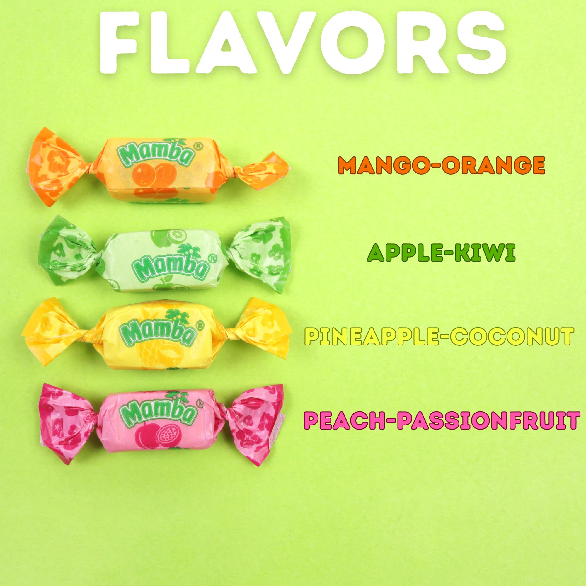 Mamba Tropics Fruit Chews, Assorted Fruity Flavor Combos, Individually Wrapped Pieces, 3.52 Ounces (Pack of 3)