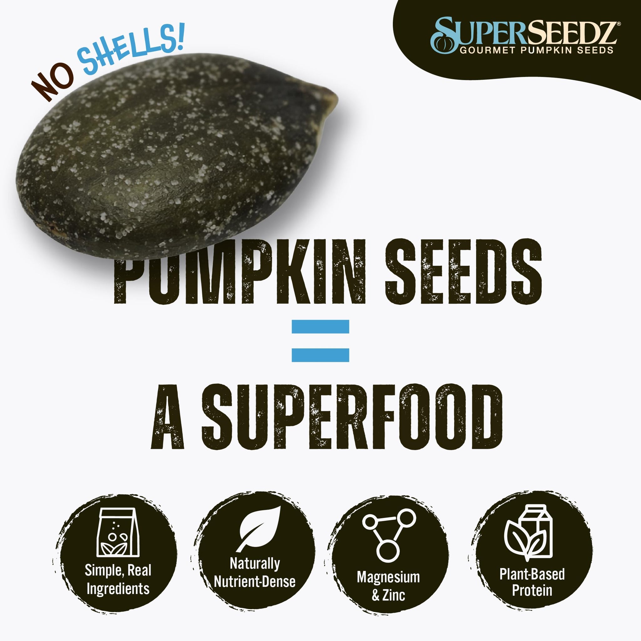 SuperSeedz Dry Roasted Pumpkin Seeds with Sea Salt - 8g Protein, Non-GMO Gluten-Free, Keto Snacks - Nut Free & School Friendly Organic Pumpkin Seeds
