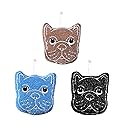 Fox Run Bulldog Kitchen Scrubber Set, Multicolor Pack of 3 Dog Sponges, 4.25" Non-Abrasive Cleaning Pads
