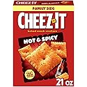 Cheez-It Baked Snack Crackers, Lunch Snacks, Family Size, Hot and Spicy, 21oz Box (1 Box)
