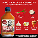 CAPT’N DEMO’S Truffle Hot Sauce BIG TRUFFLE FLASK - Gourmet Red Sauce with Real White & Black Truffle - Hot Honey Garlic Blend - Small Batch Luxury